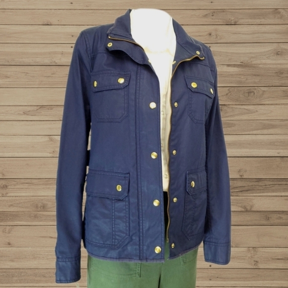 J. CREW Downtown Field Jacket Military Utility Navy Blue Women’s S - Picture 4 of 16
